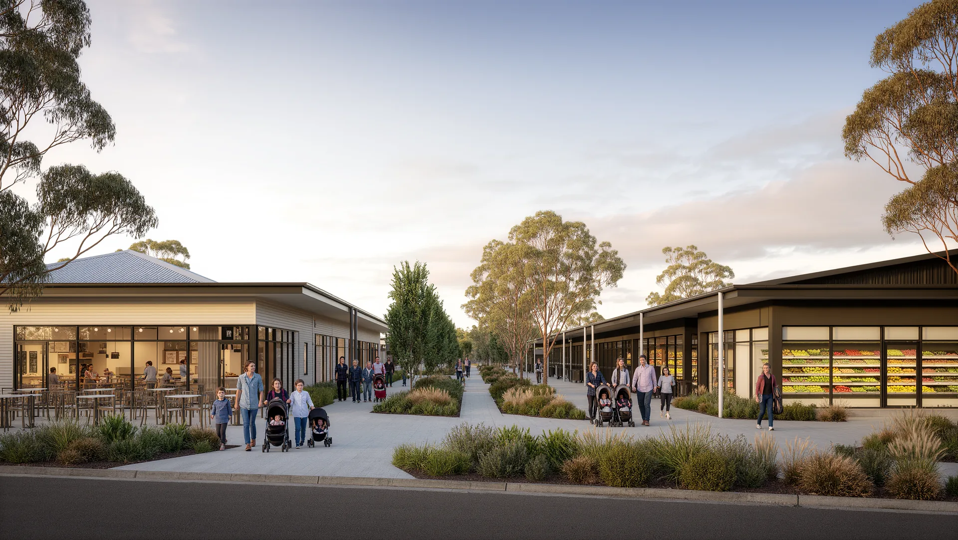 Aerial artist's impression of the planned Cardinia Creek South town centre and surrounding neighbourhoods.